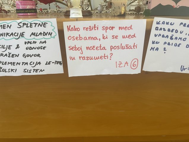 Delo po skupinah je potekalo tudi tako, da smo odgovarjali na izzive. Foto: A. Š.